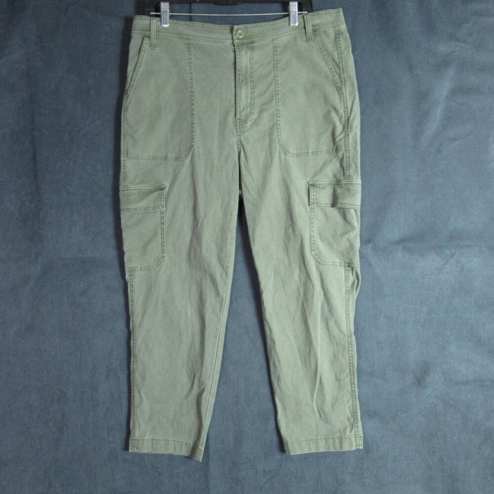 J Crew Pants Womens 32 Green Khaki Cargo Work Utility Casual Slacks Hiking Mom